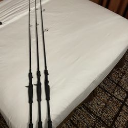 3 Rods & 3 Reels And Tackle 
