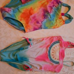 7/8 Tiedye Bathing Suit And 12/14 Watermelon Bathing Suite 