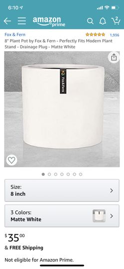 8 inch pot matte white