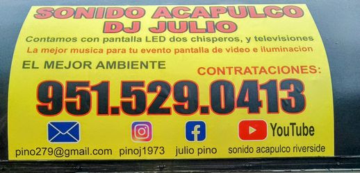 Sonido Acapulco Para Toda Ocasión Contamos Con Pantalla Led Y Televisiones Y 4 Chisperos Precios Diferentes