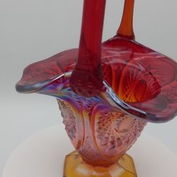 Gorgeous Vintage Indiana Heirloom Red Carnival Glass Basket (Reacts To Blacklight)