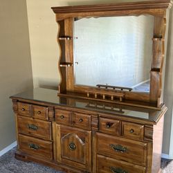 Wooden Dresser with Mirror