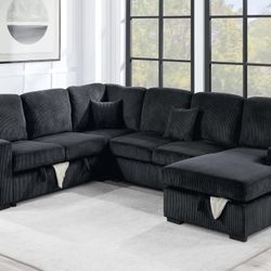 Corduroy Sectional Sleeper With Storage
