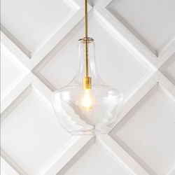 13.25" Pendant Light, Brass Gold/Clear
1-Light, Mid-Century Modern Style