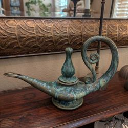 Rare Bill & Judy Mohl Genie Oil lamp signed Vintage Ceramic Pottery signed