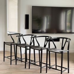 All Black Wood Modern Counter Chair - LIKE NEW