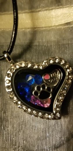 Love my dogs floating charm locket necklace