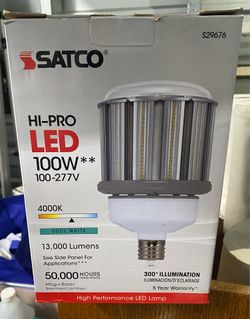 LED 100W 4000K Hi-Pro SATCO Cool White 13,000lm new in box