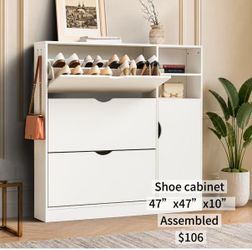 ๐ Entryway Shoe Storage Cabinet With 3 Flip Drawers, Entryway Shoe Rack, Shoe Cabinet With Adjustable Shelves, Narrow Shoe Cabinet, 47โWx47โHx10โD