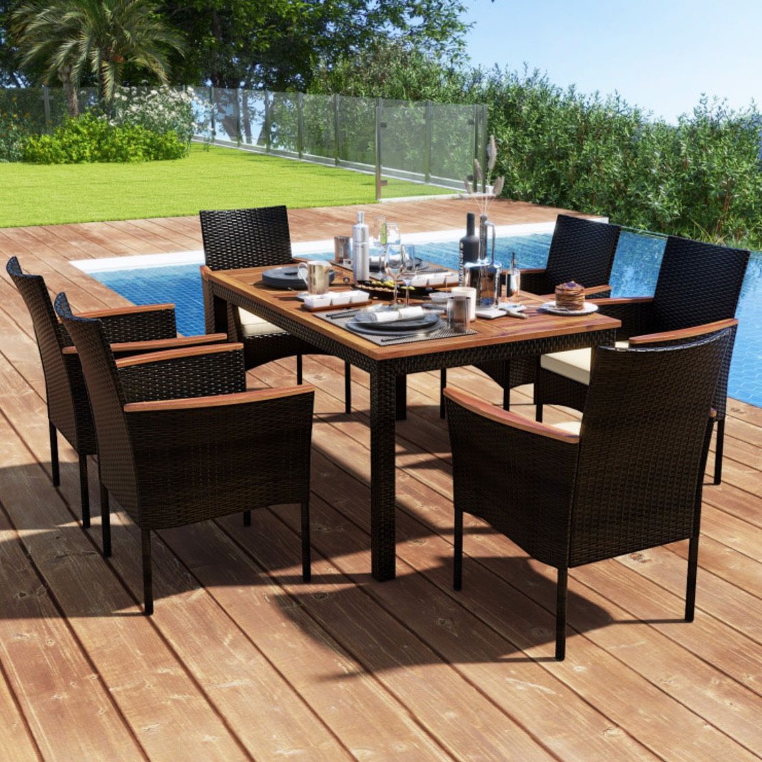 7pc Outdoor Patio Furniture Dining Table Set