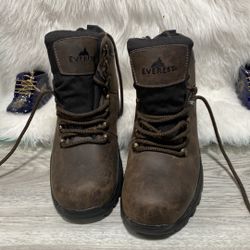 Everest Brown Leather  Hiking Boots men 81/2 Waterproof