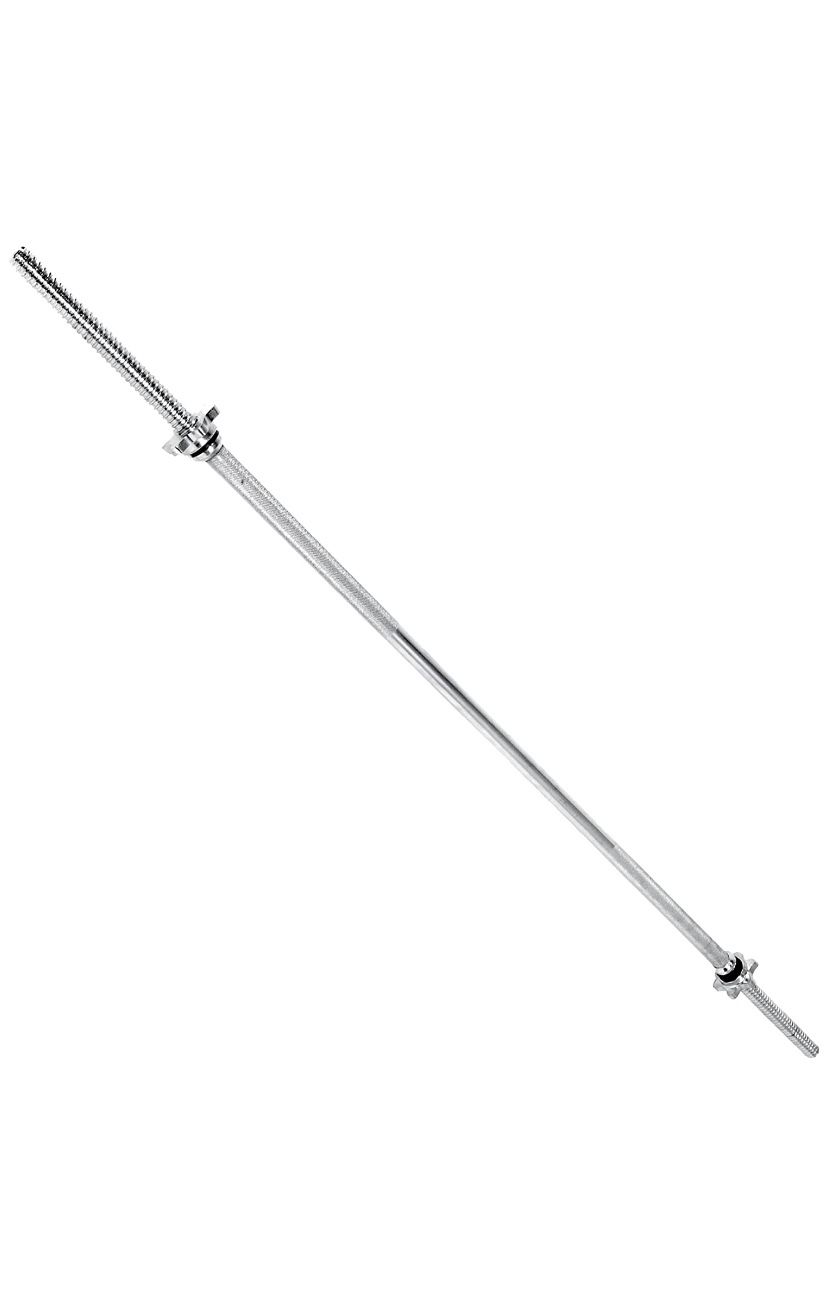 60” Threaded Chrome Barbell Bar, 1 in Barbell Diameter with Ring Collars