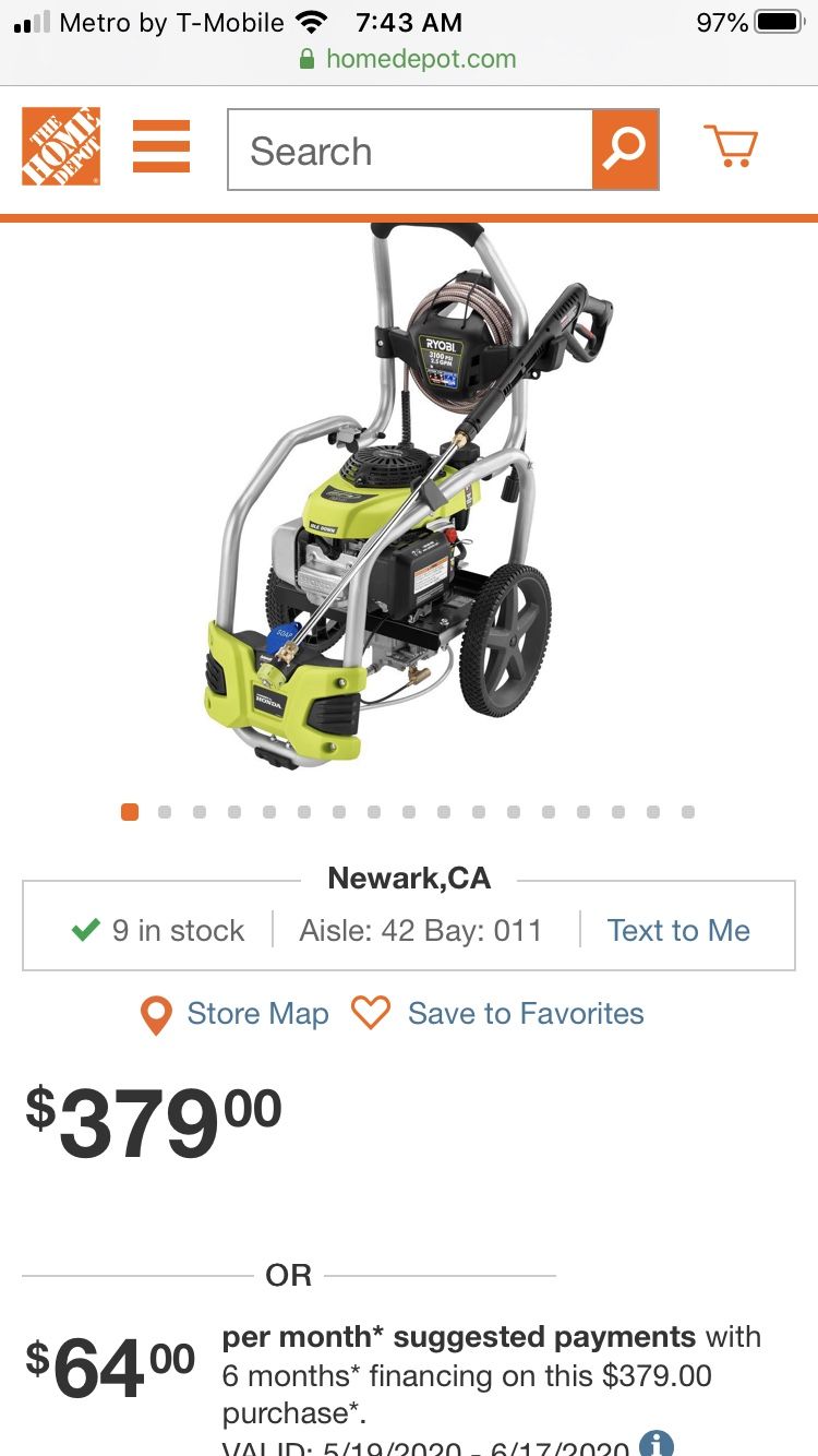 Brand new 3100 Honda ryobi pressure washer