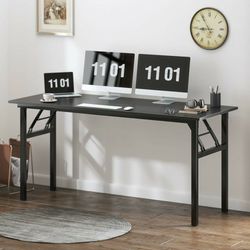 New Need Computer Desk Office Desk 62 inches Folding Table W/ BIFMA Certification Computer Table Dining Table No Install Needed, Black