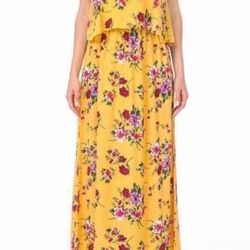 S m l Yellow Floral Dress Available 