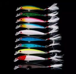 Largemouth Bass Minnow Baits Tackle Fishing Lures Brand New 10pack