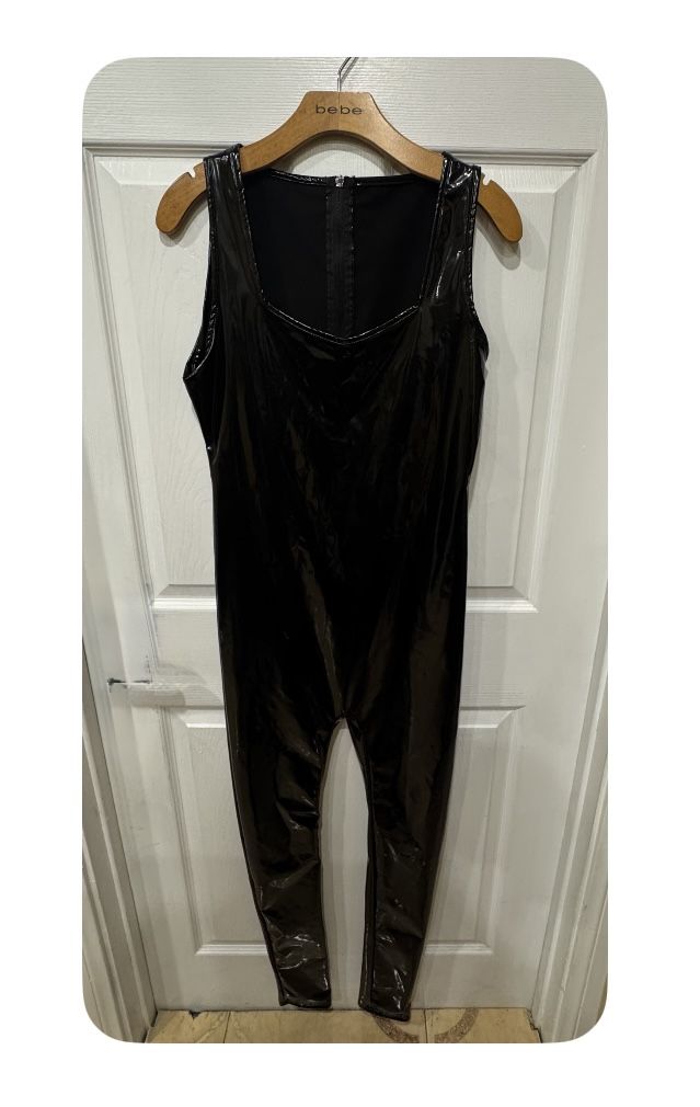 Black synthetic leather Jumpsuit