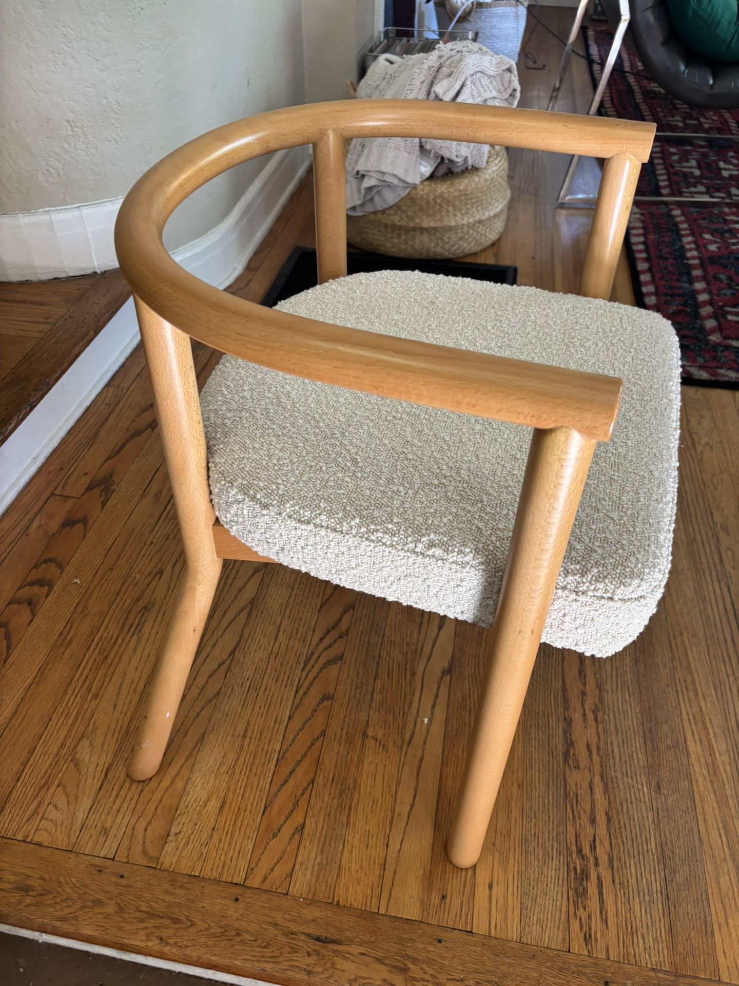 Crate & Barrel Chair - Oak Wood With Cushioned Seat
