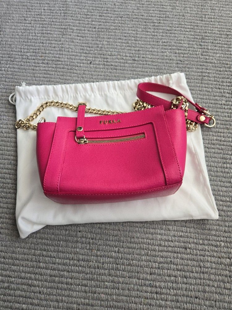 Furla Purse Hot Pink With Gold Chain