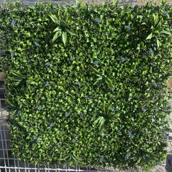 40” X 40“ Square artificial greenery wall panel with mixed foliage.