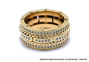 14k Gold Ring Ropes Diamond Band (1.75 tcw) Wide Yellow Gold Size 8.5