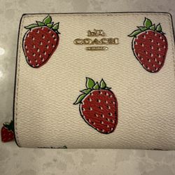 Coach Snap Wallet Strawberry Print 