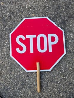 Handheld Stop/Slow Sign with Wood Handle