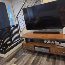 Rustic Wood TV Stanwith Metal Accents 