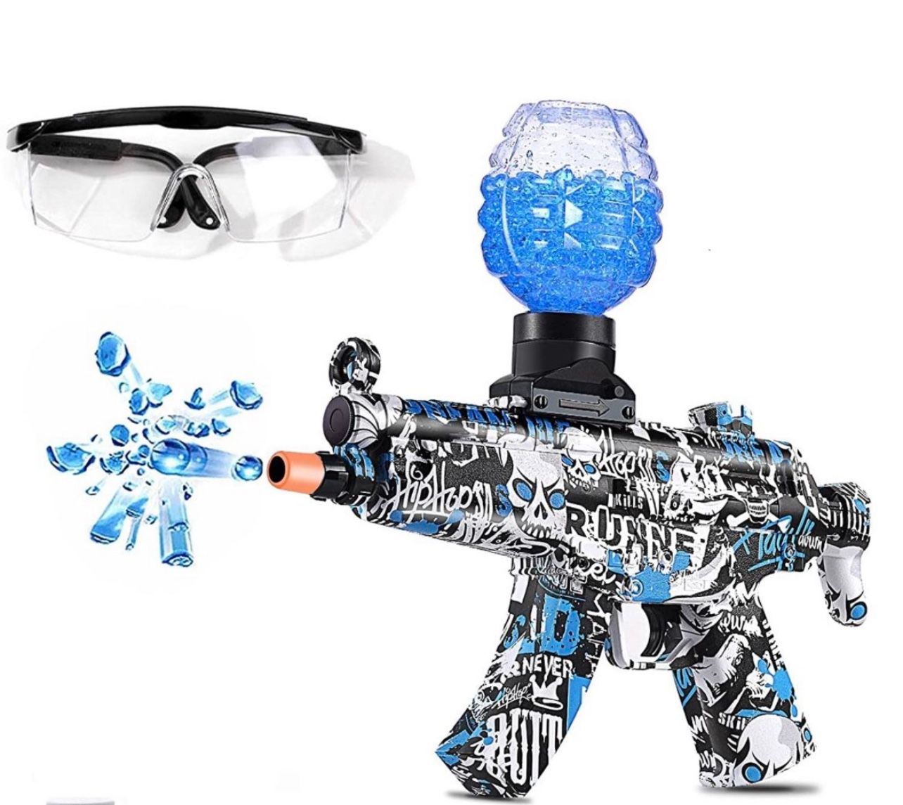 Electric with Gel Ball Blaster-M249, Splatter Blaster Ball, with 35000+ Drops and Goggles