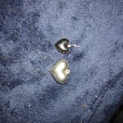 Silver, Hollow Heart Pendants×2