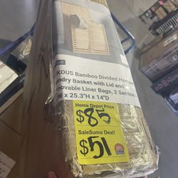 SaleSumo bamboo divided hamper