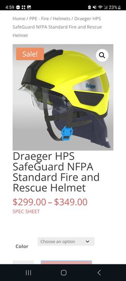 Draeger HPS SafeGuard NFPA Standard Fire and Rescue Helmet