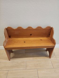 Vintage Country Pine Child's Scalloped Bench Farmhouse