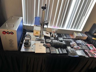 30W Fiber Laser Engraver + Rotary + Large Inventory Bundle – Turnkey Business Setup