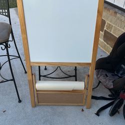 Sketchpad Wooden Kids Easel, Double-Sided Magnetic Drawing Board, Whiteboard & Chalkboard with axis & Paper