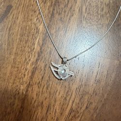 Silver Necklace – 9-Inch Genie Pendant with Pearl, Like New