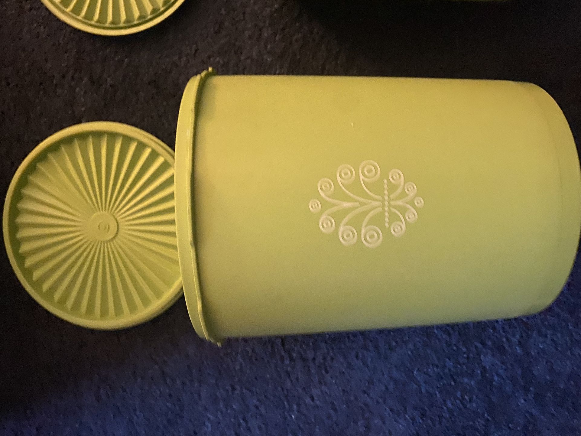Vintage Apple Lime Green Tupperware Servalier Canister Set