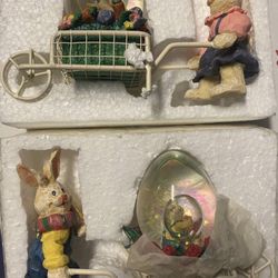 Easter Bunny SnowGlobe Boy & Girl 