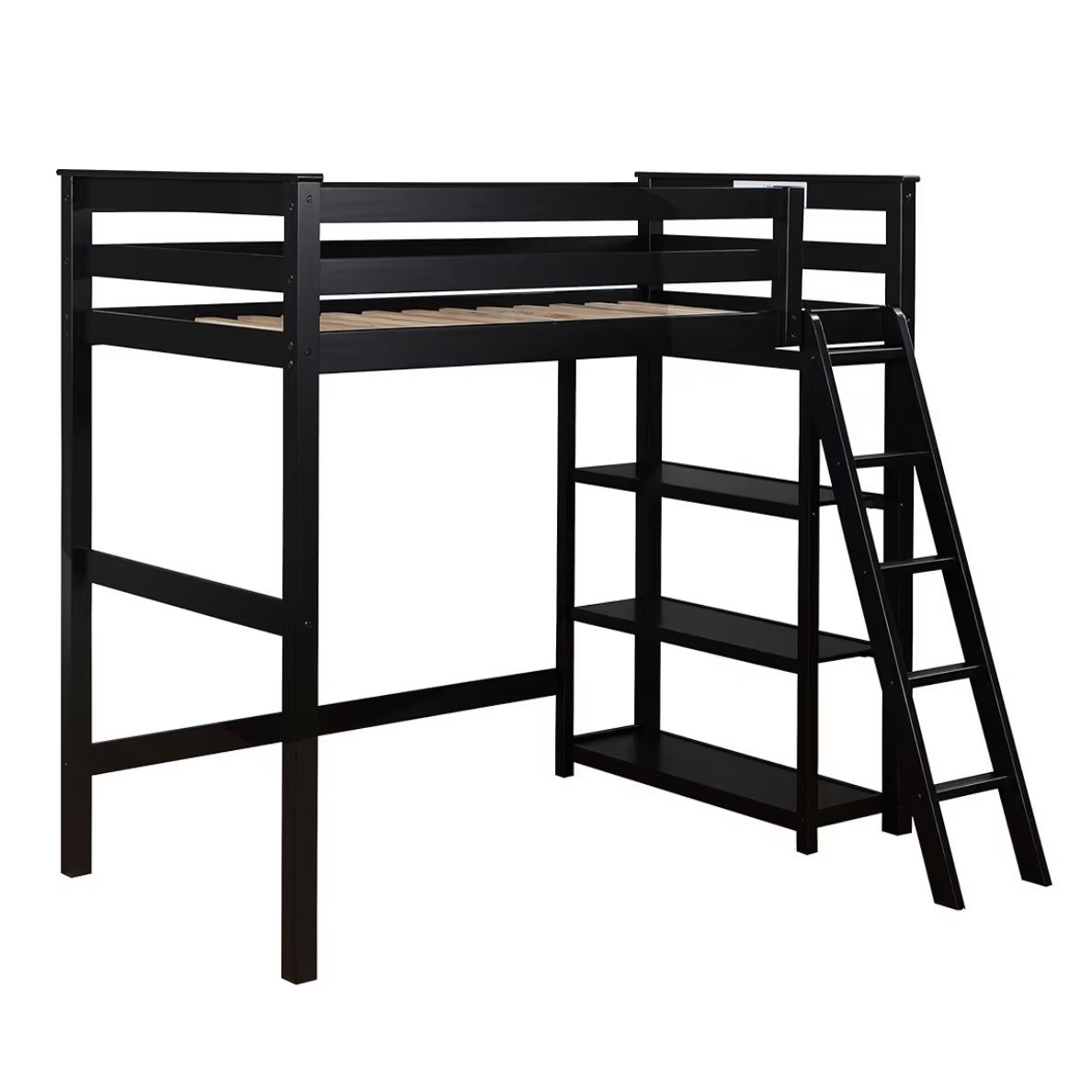 New Twin Loft Bed with Shelves (Can Deliver)