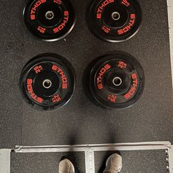 ETHOS Olympic Bumper Plates Set – 80 lbs (2x25, 2x15) – Like New