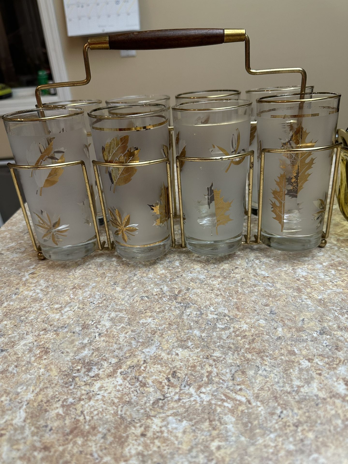 8-10 Oz Frosted Libbey Gold Leaf Glasses
