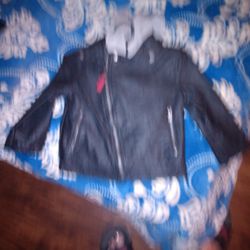 Kid"S Leather Jacket W/ Hoodie Real Warm, New
