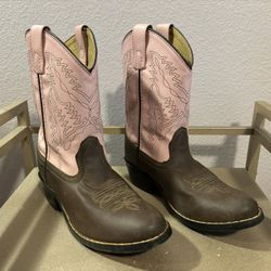 Girl’s Smoky Mountain Cowboy Boots Size 2.5 Pink Brown