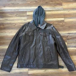 Levi’s Leather Jacket With Hood 