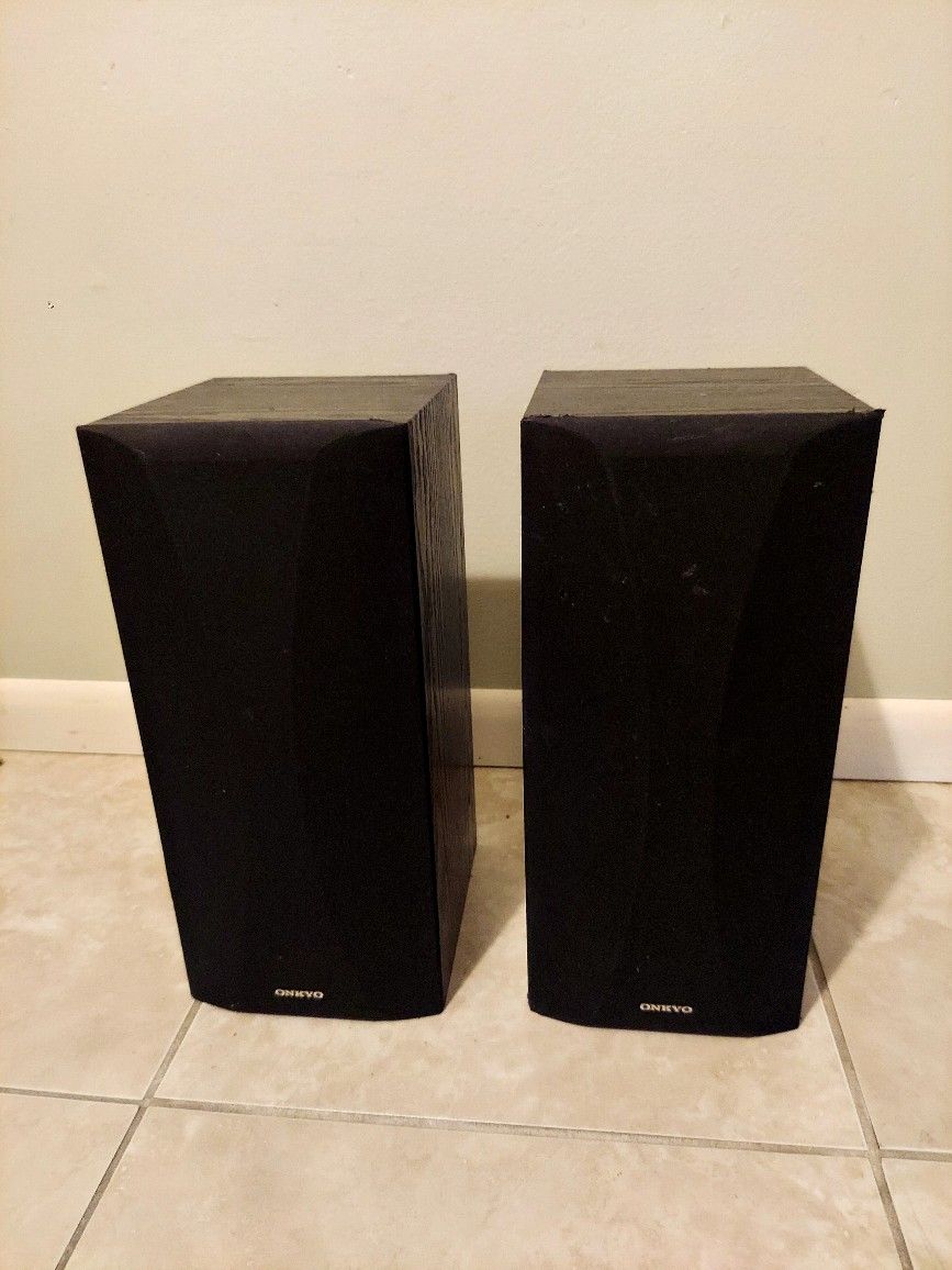 Onkyo Speakers - Pair L & R - Excellent Condition With Stands
