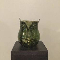 Bath & Body Works Green Mercury Glass Owl Candle Luminary 