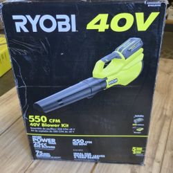 RYOBI 40V 120 MPH 550 CFM Cordless Battery Leaf Blower With 4.0 Ah Battery and Charger