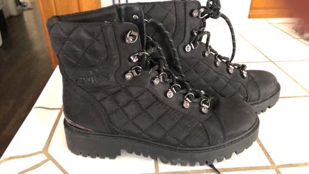 GUESS Ortela Black Quilted Combat Boots - Women's Size 9M