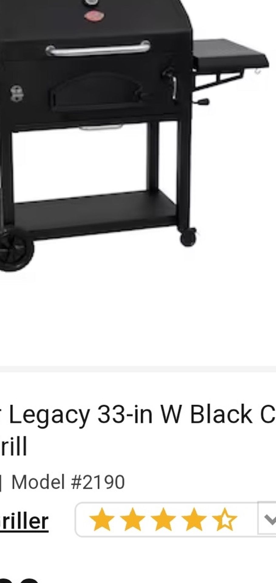 New Char-Griller Legacy 33-in W Black Cart Charcoal Grill. in box Model #2190 $199