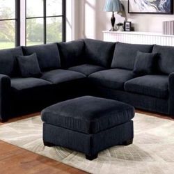 Black Sofa Sectional w/ Free Ottoman 